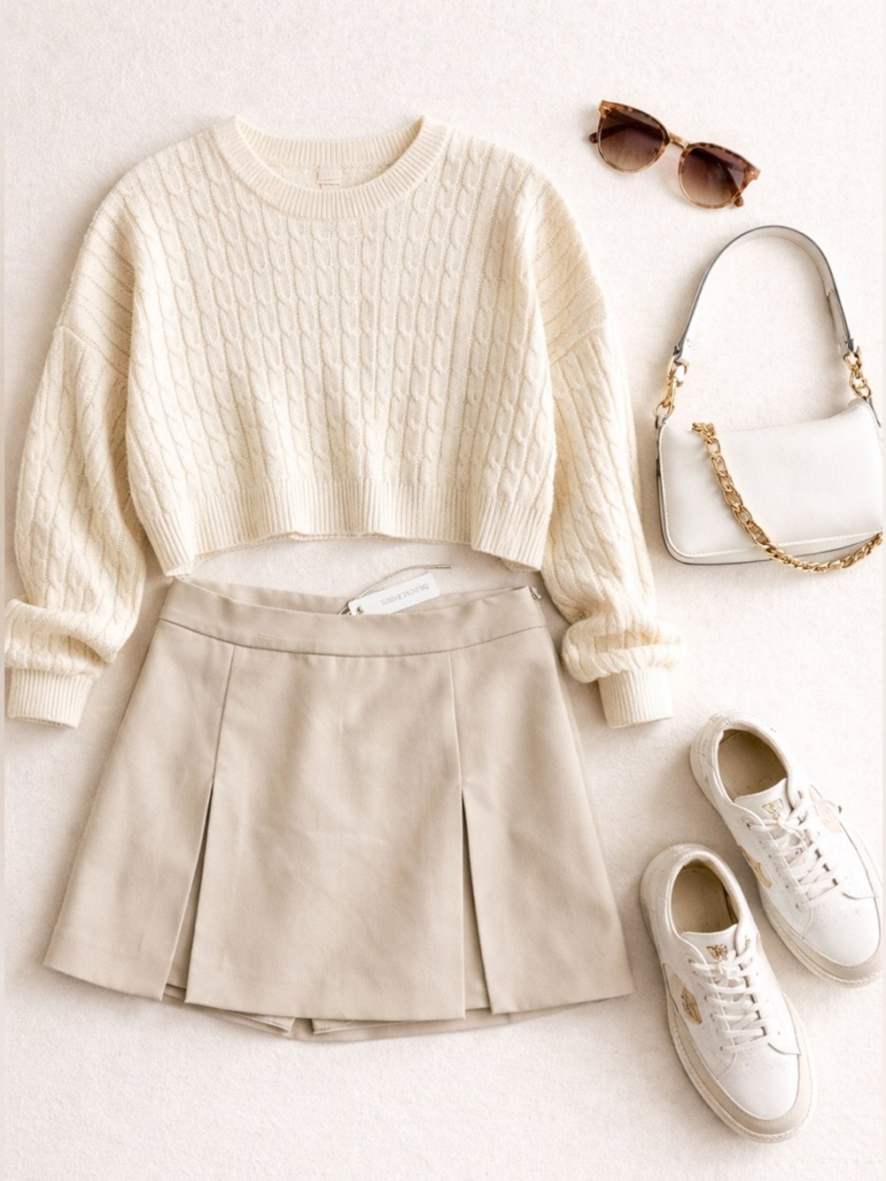 Olivaceous Pleated Skort Tan Mini Skirt Shorts NWT Preppy Tennis L
